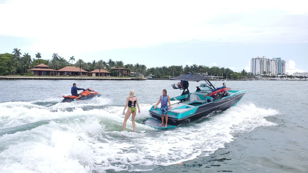 Wakeboarding and tow sports on Biscayne Bay, Miami — private wake adventure charter
