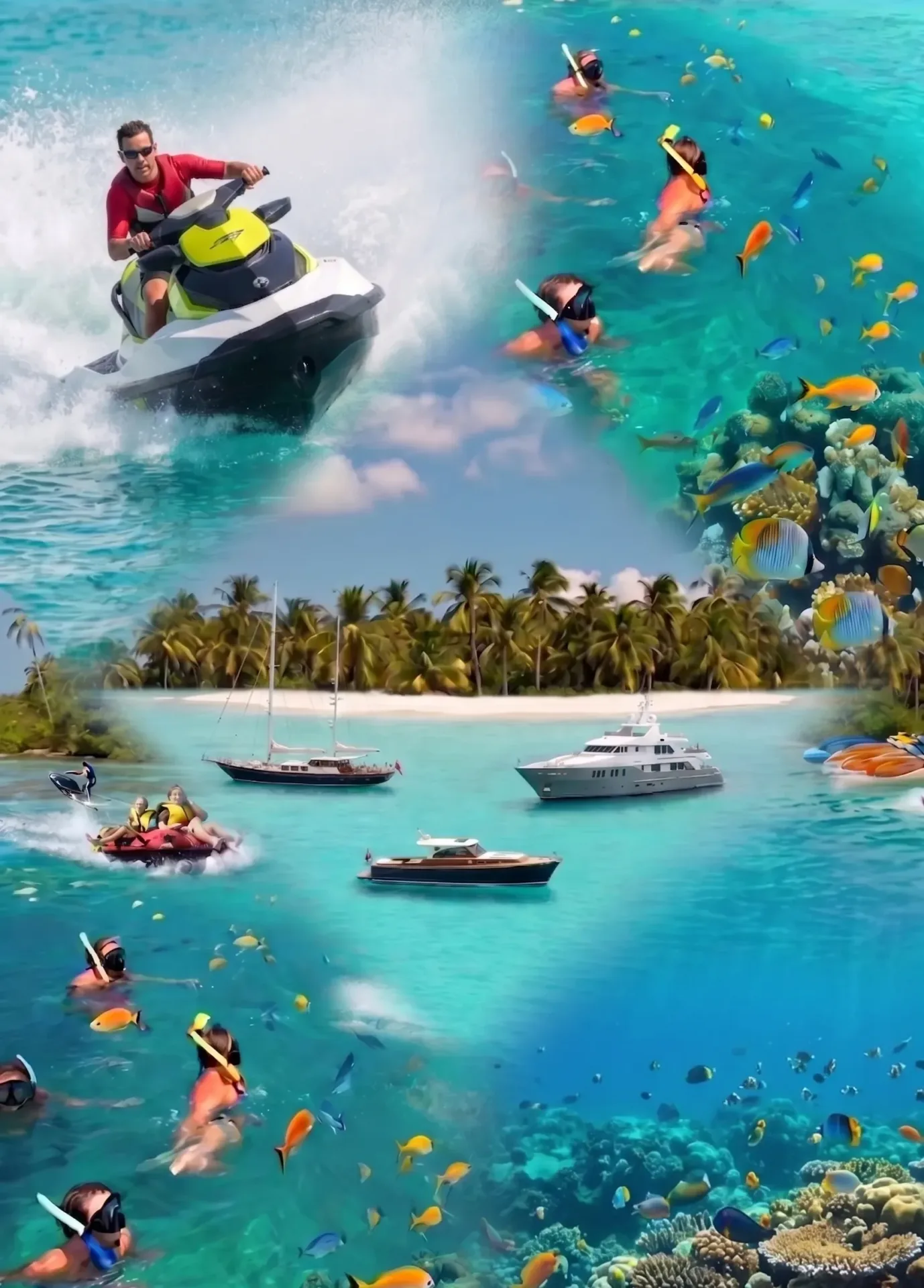 Island Adventure Package Miami — boat, jet ski, and snorkel