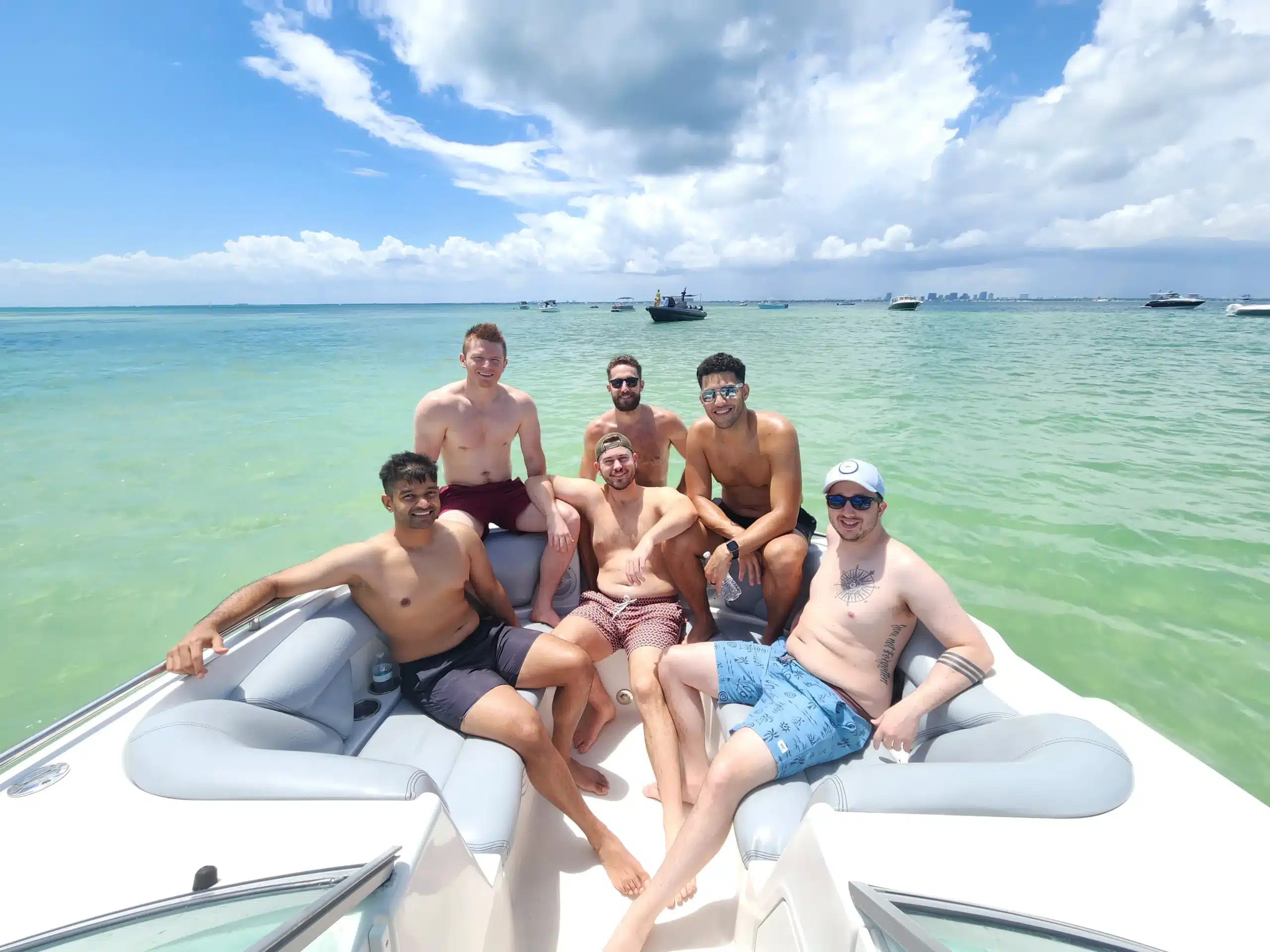 Group of friends celebrating on a private Miami boat tour — Miami Tours and Water Adventures