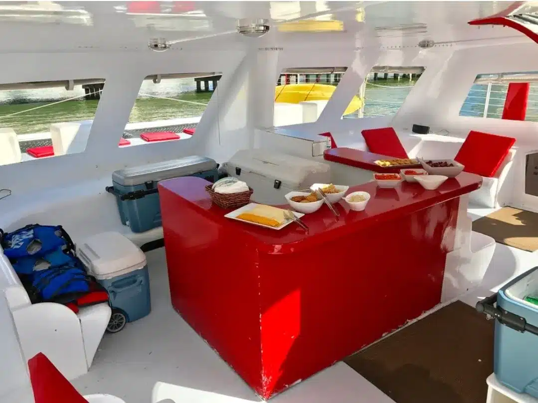 Catamaran interior salon on MTWA Mariah — premium finish and guest-ready Miami charter space