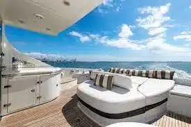 Aft deck seating on the 62 Azimut luxury yacht — Miami private charter