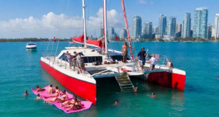 Catamaran on Miami waters — MTWA crewed charter